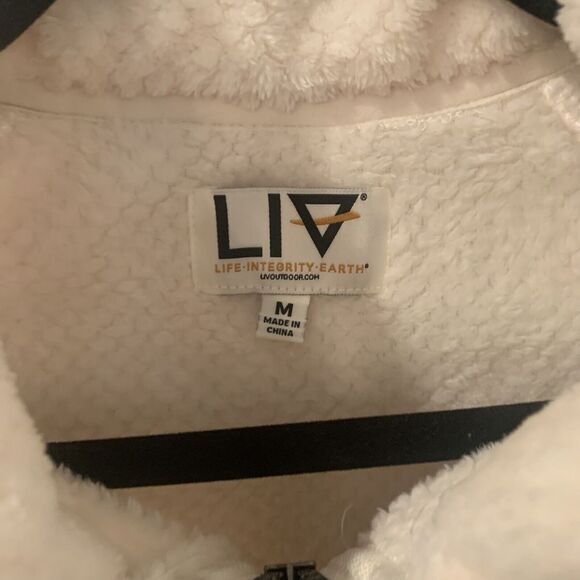 LIV Life integrity earth cream/off white fleece zip‎ up jacket size Medium - Picture 6 of 8